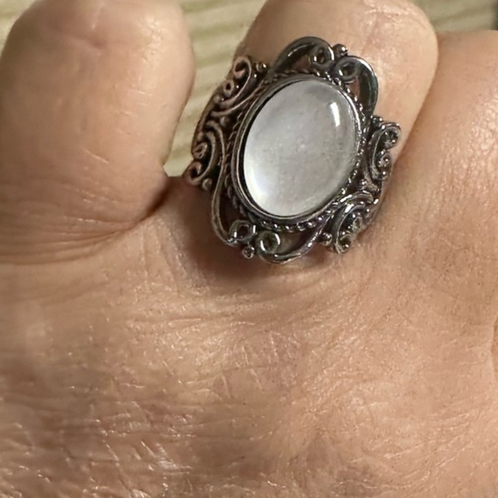 Moonstone Silver Ring opal vintage opaque look.